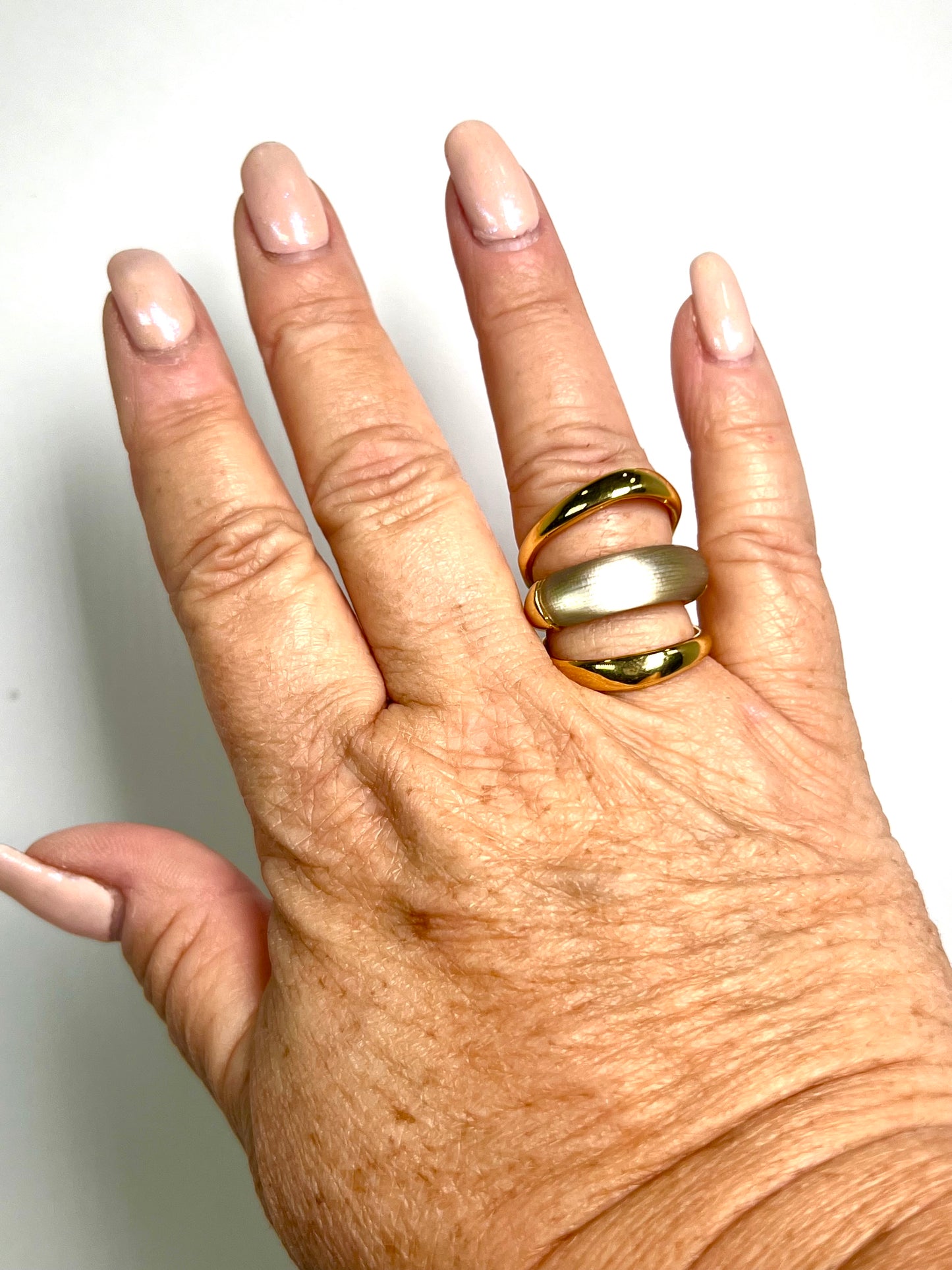 Alexis Bittar hand carved Lucite gold ring